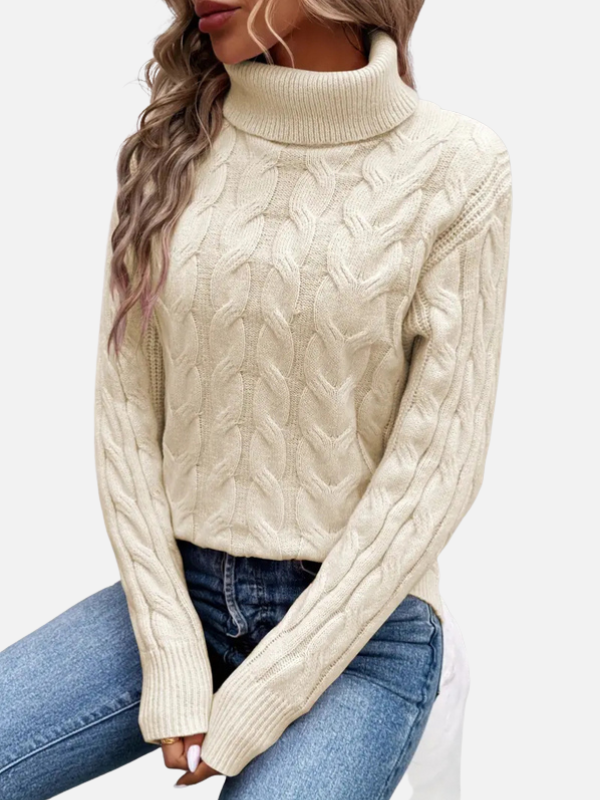 Kirsten | Kabelstrik Sweater med Rullekrave – Dame