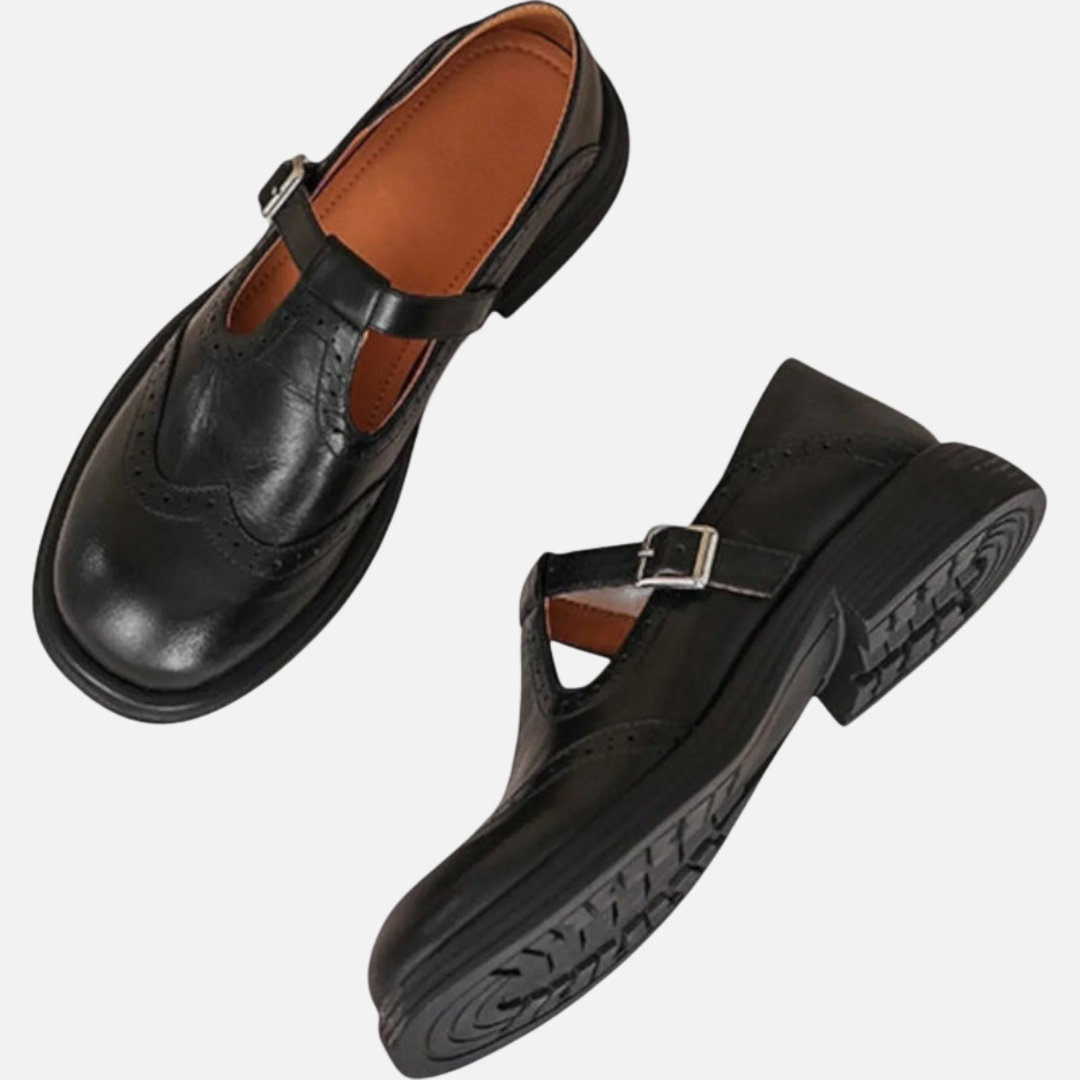 Ida | Mary Jane Brogues med Spænde, Vintage
