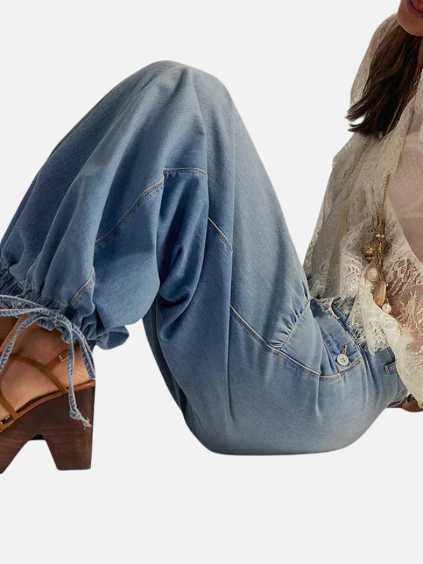 Anna | Løse Jeans med Elastik i Anklerne