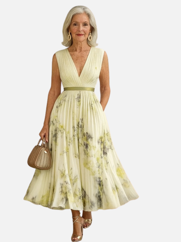 Anna | Elegant Blomstret Plisseret Maxikjole