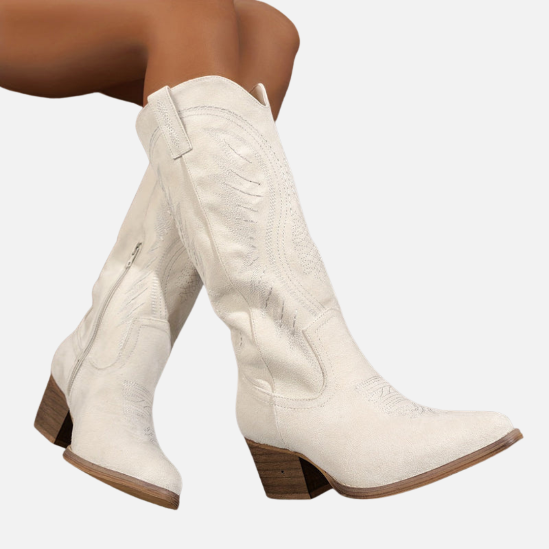Maria | Broderede Knæhøje Cowboystøvler, Western