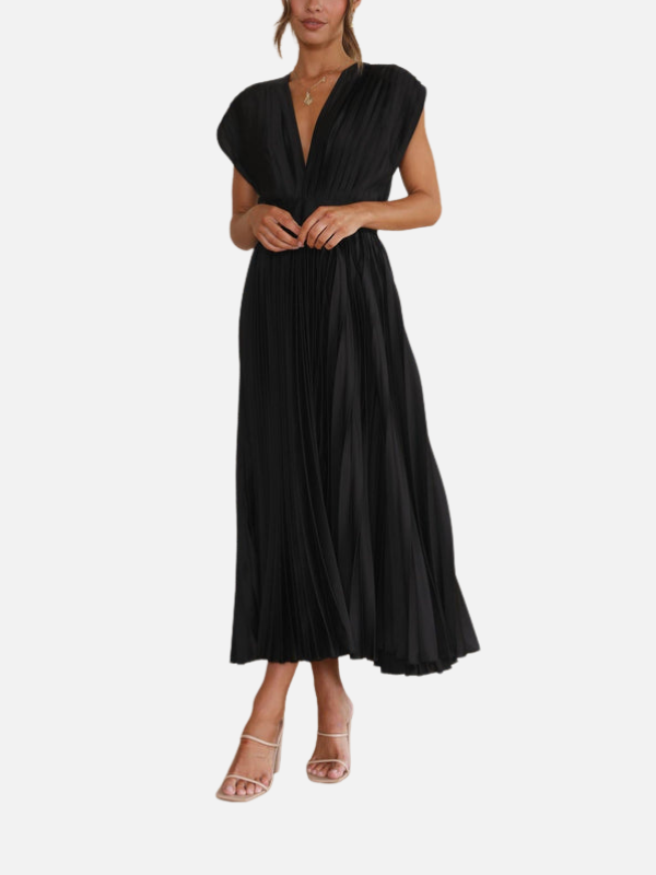 Mette | Elegant Plisseret Festkjole i Maxi