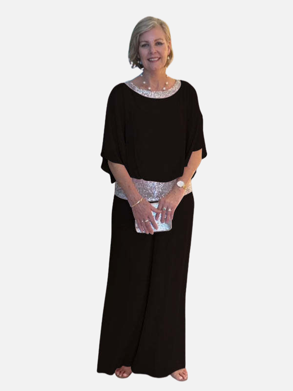 Mette | Elegant Buksedragt med Pailletter