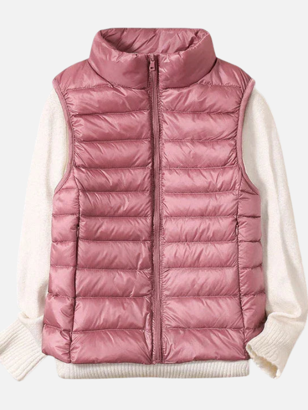 Ida | Let Quiltet Vest med Høj Krave