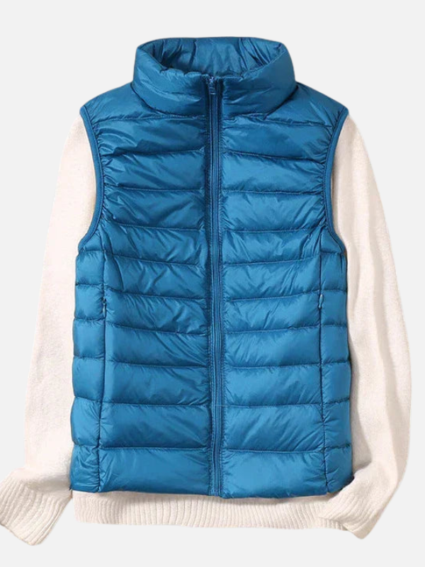 Ida | Let Quiltet Vest med Høj Krave