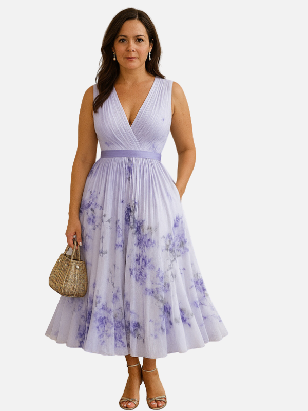 Anna | Elegant Blomstret Plisseret Maxikjole