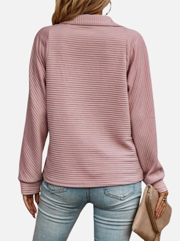 Marianne | Struktureret Half-Zip Trøje med Krave
