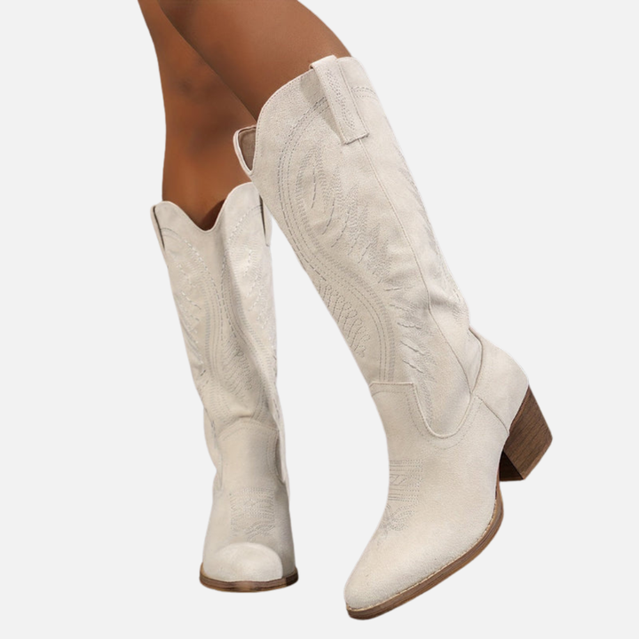 Maria | Broderede Knæhøje Cowboystøvler, Western