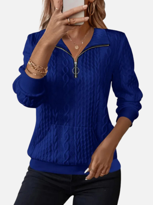 Ida | Half-Zip Trøje i Kabelmønster