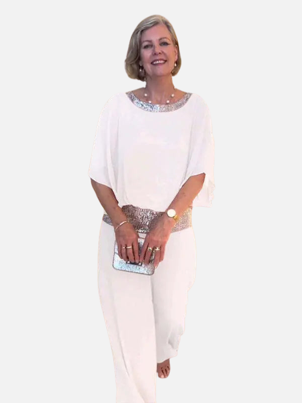 Mette | Elegant Buksedragt med Pailletter