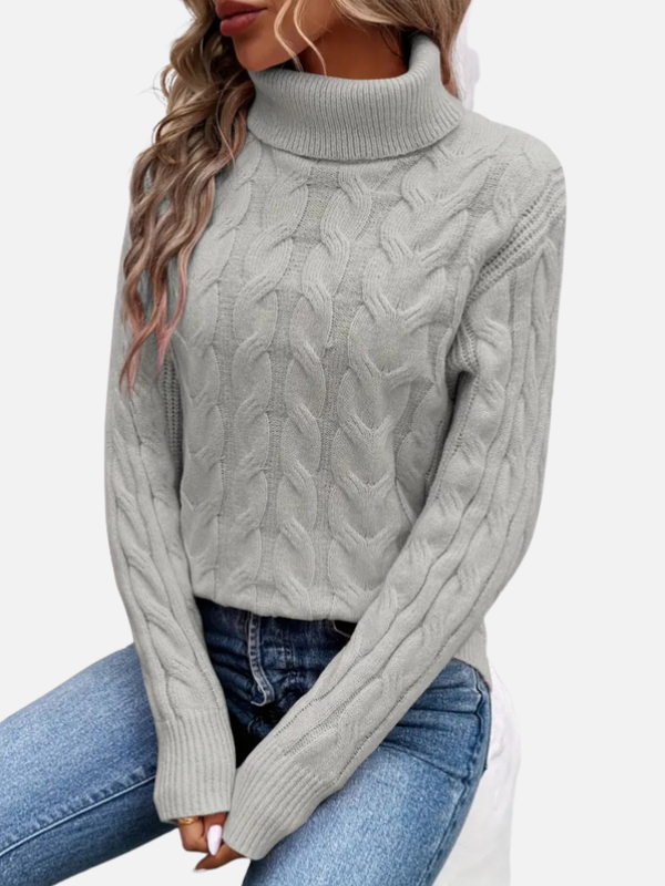 Kirsten | Kabelstrik Sweater med Rullekrave – Dame