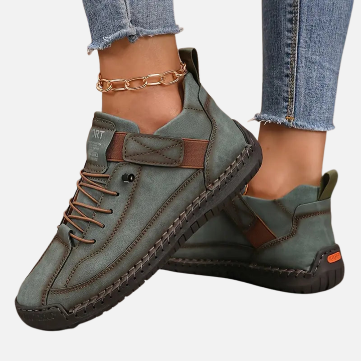 Lene | Lave Sneakers med Snøre og Velcrorem