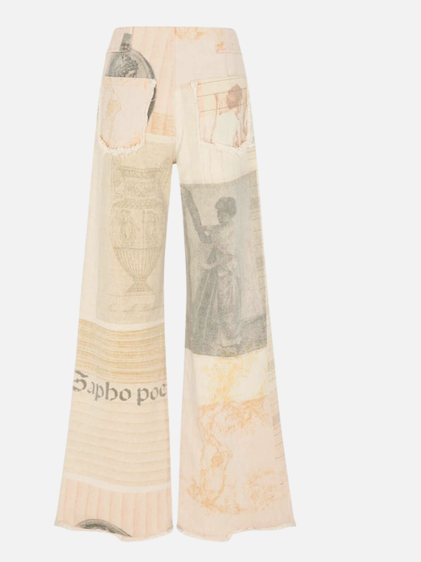 Camilla | Beige Grafiske Vide Bukser