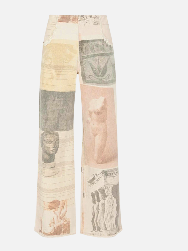 Camilla | Beige Grafiske Vide Bukser