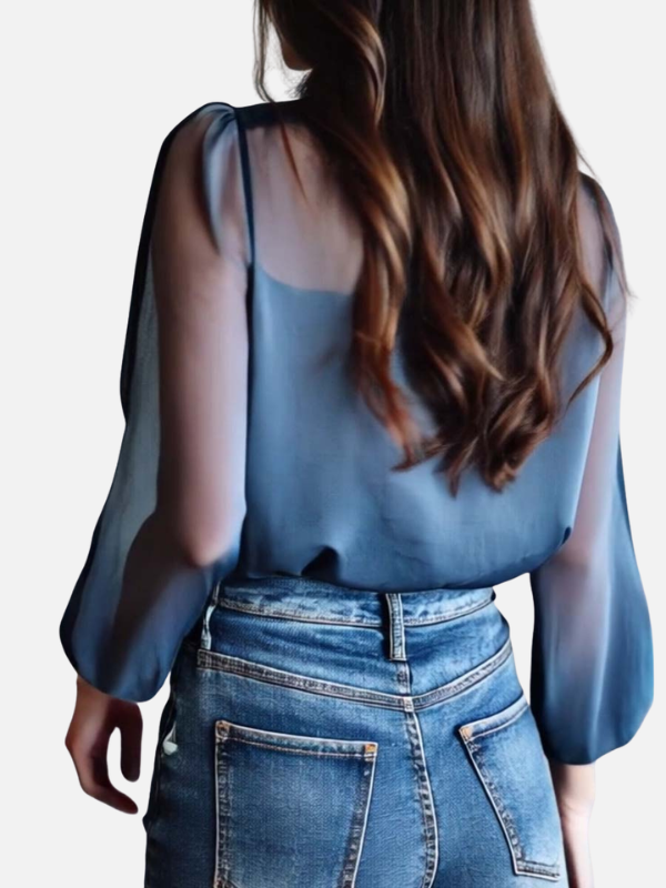 Mette | Blå Blomstret Skjortebluse, Elegant