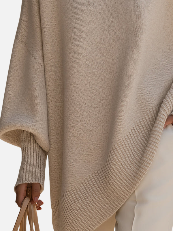 Anne | Blød Oversized Poncho Sweater i Strik
