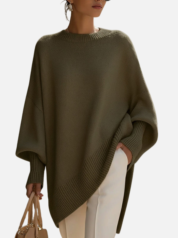 Anne | Blød Oversized Poncho Sweater i Strik