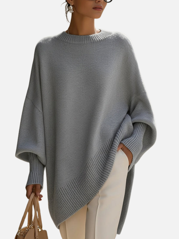 Anne | Blød Oversized Poncho Sweater i Strik