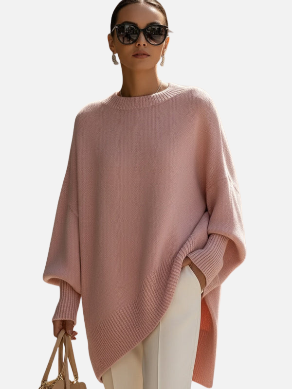 Anne | Blød Oversized Poncho Sweater i Strik