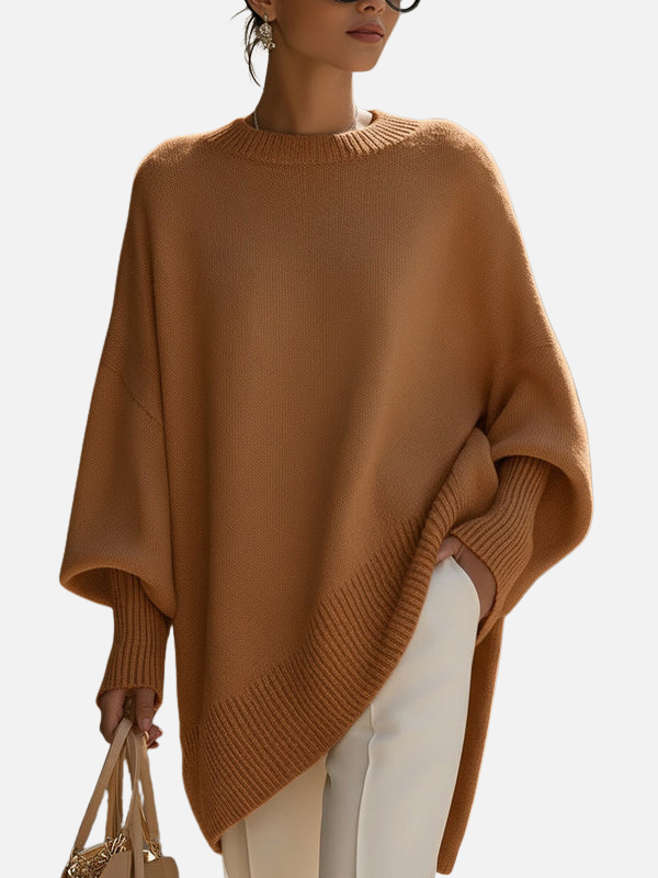 Anne | Blød Oversized Poncho Sweater i Strik
