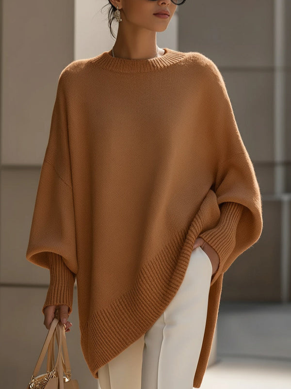 Anne | Blød Oversized Poncho Sweater i Strik