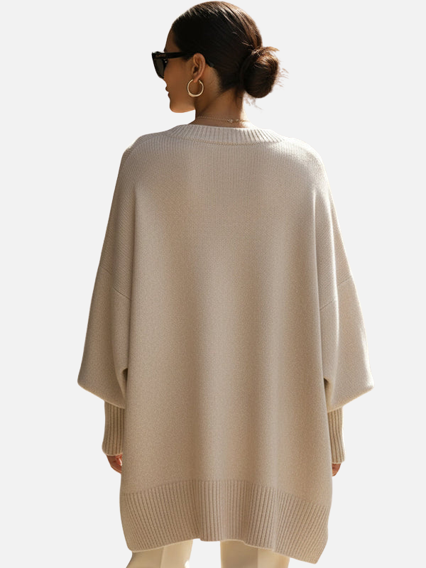 Anne | Blød Oversized Poncho Sweater i Strik