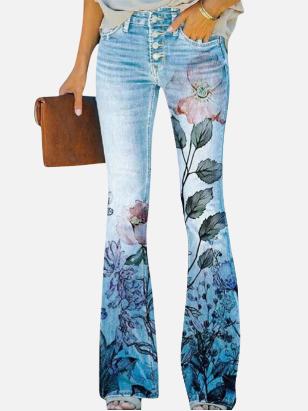 Anna | Blomstrede Bootcut Jeans til Dame