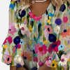 Marianne | Blomstret Bluse med V-Hals