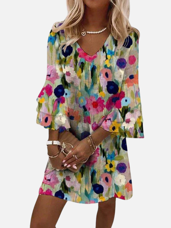 Marianne | Blomstret Bluse med V-Hals