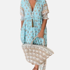 Marianne | Blomstret Boho Kjole med V-Hals