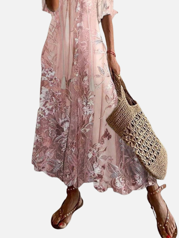 Pia | Blomstret Maxikjole, Boho Sommerkjole
