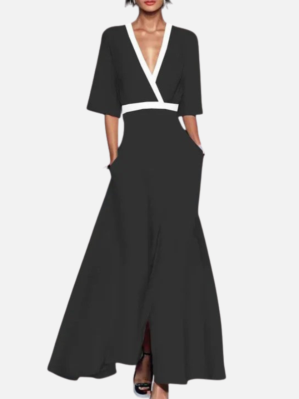 Maria | Blomstret Maxikjole med V-Hals, Elegant
