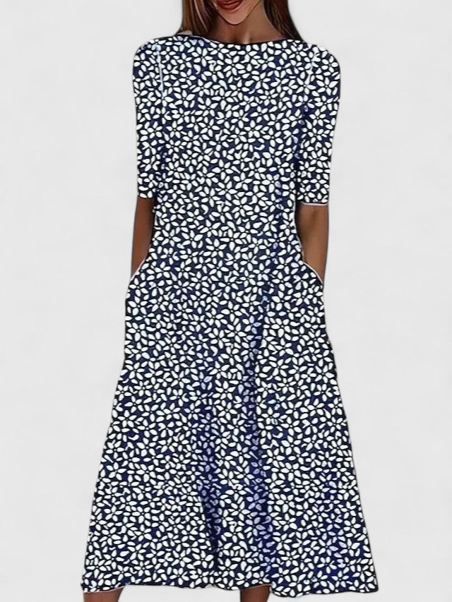 Ida | Blomstret Midikjole, Sommerkjole med Print