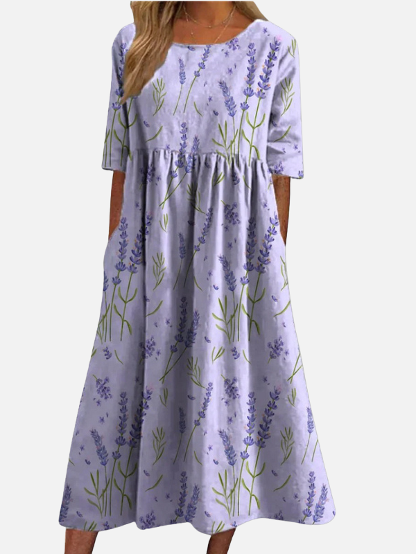 Maria | Blomstret Midikjole, Sommerkjole med Print