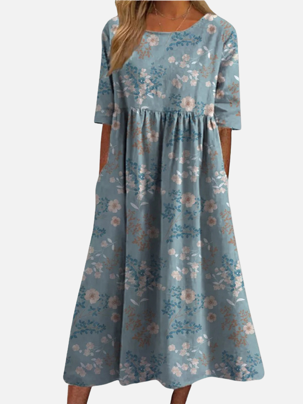 Maria | Blomstret Midikjole, Sommerkjole med Print