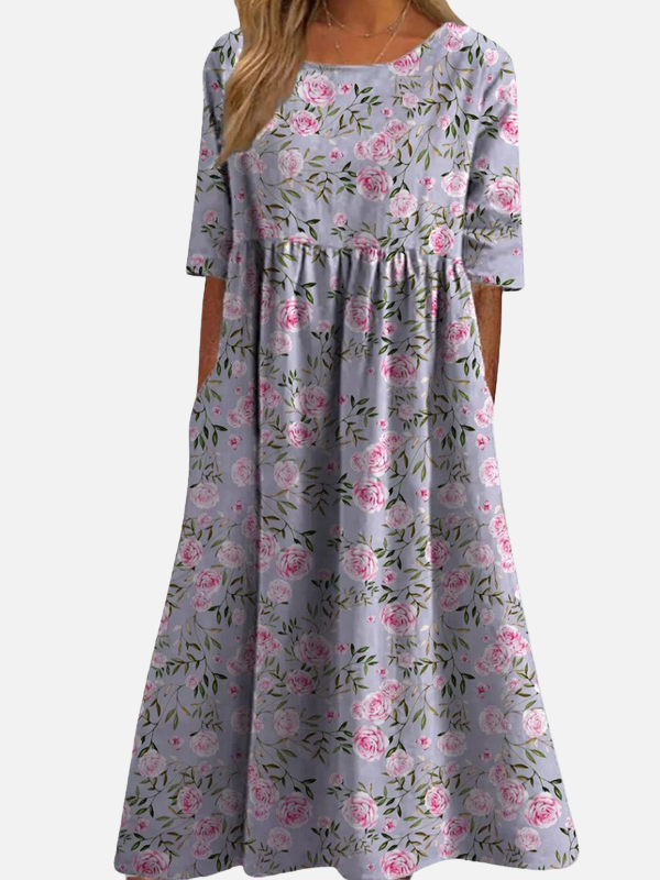 Maria | Blomstret Midikjole, Sommerkjole med Print