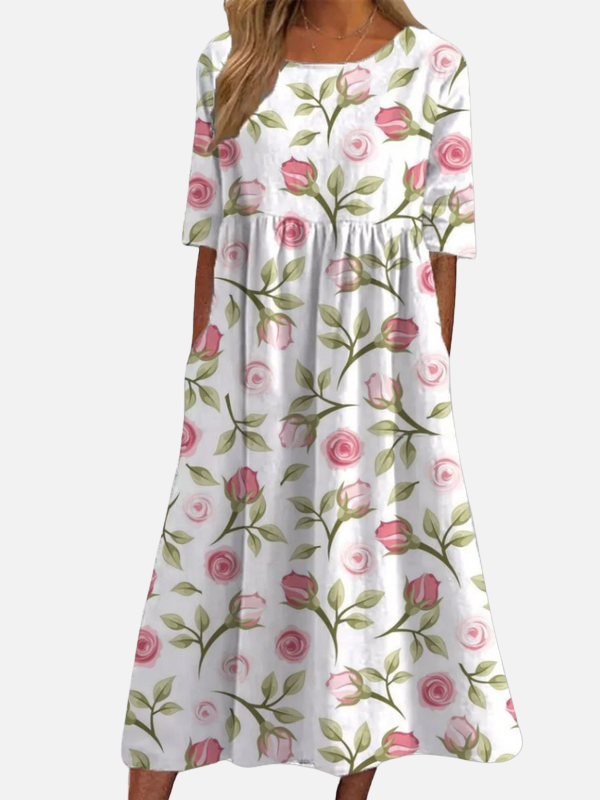 Maria | Blomstret Midikjole, Sommerkjole med Print