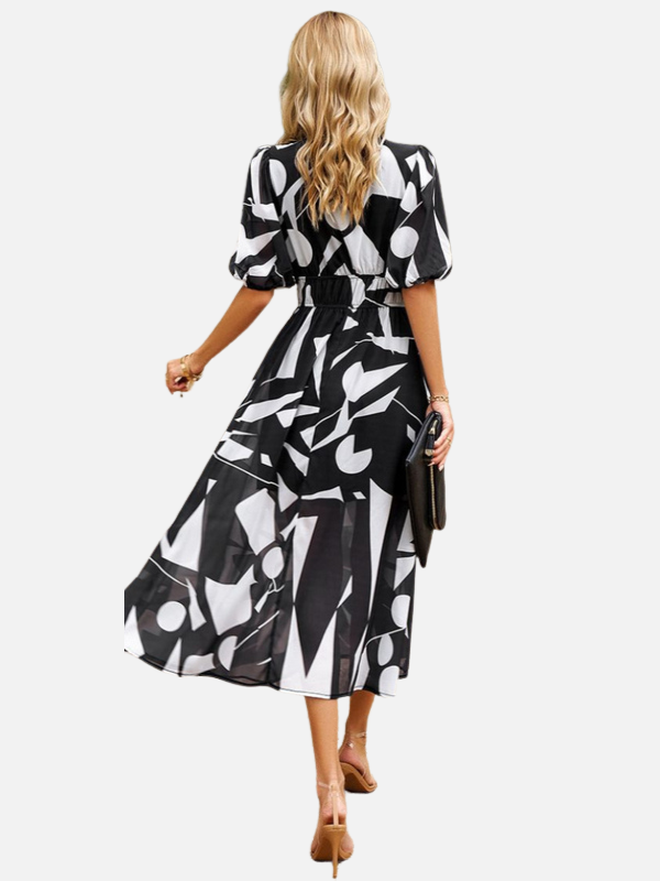 Susanne | Blomstret Midikjole med V-Hals, Sommer