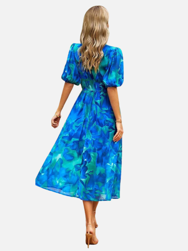 Susanne | Blomstret Midikjole med V-Hals, Sommer