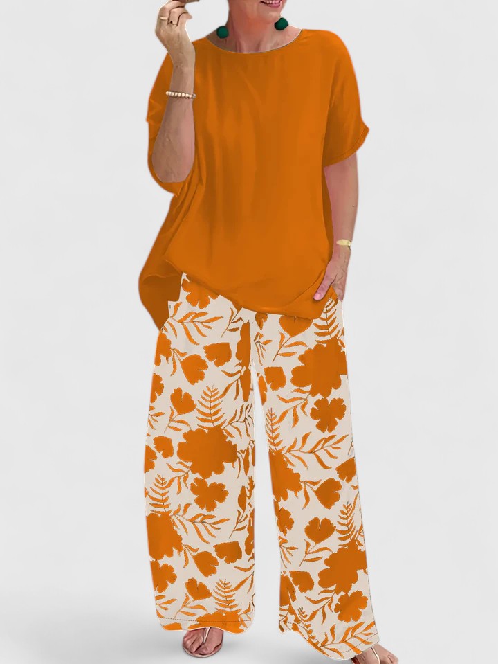 Ida | Blomstret Print Bukser & Kortærmet Top