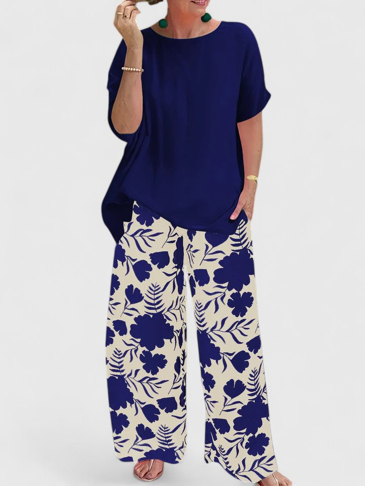 Ida | Blomstret Print Bukser & Kortærmet Top