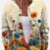 Kirsten | Blomstret Strikcardigan med Blomstereng