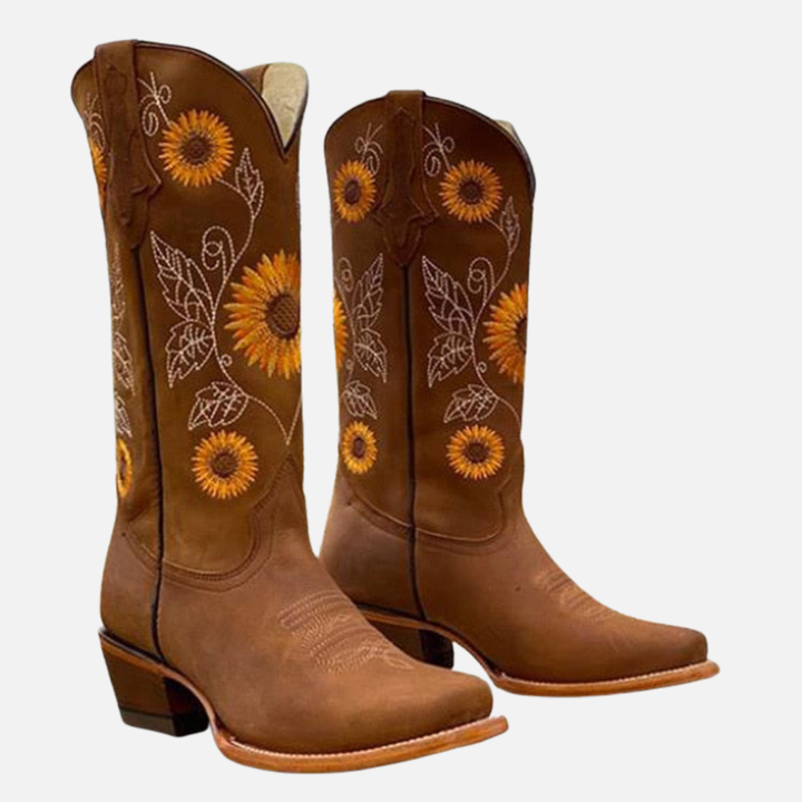 Ida | Broderede Cowboystøvler, Blomstret Western