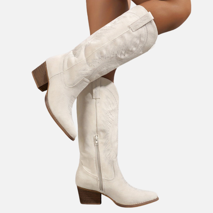 Maria | Broderede Knæhøje Cowboystøvler, Western