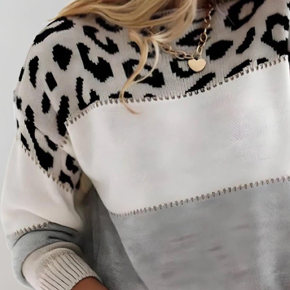 Helle | Leopard Striktrøje til Dame, Stilfuld