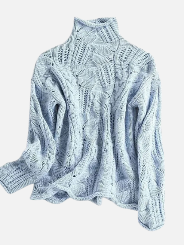 Camilla | Snoet Kabelstrik Sweater med Rullekrave