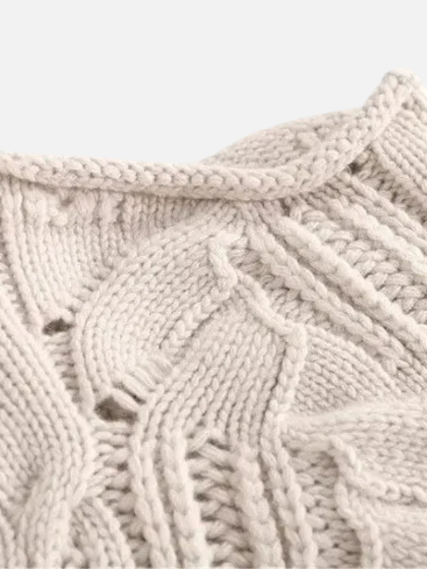Camilla | Snoet Kabelstrik Sweater med Rullekrave