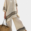 Line | Creme Hørsæt med Stribet Bort, Boho