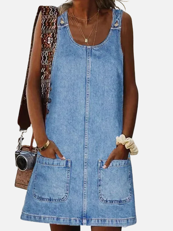 Helle | Denim Spencerkjole med Lommer
