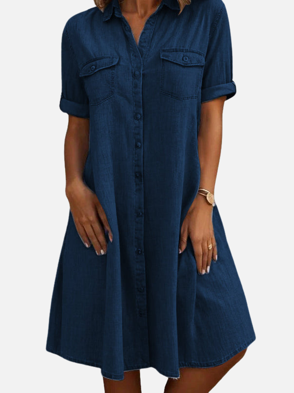 Mette | Denimkjole med Knaplukning til Dame
